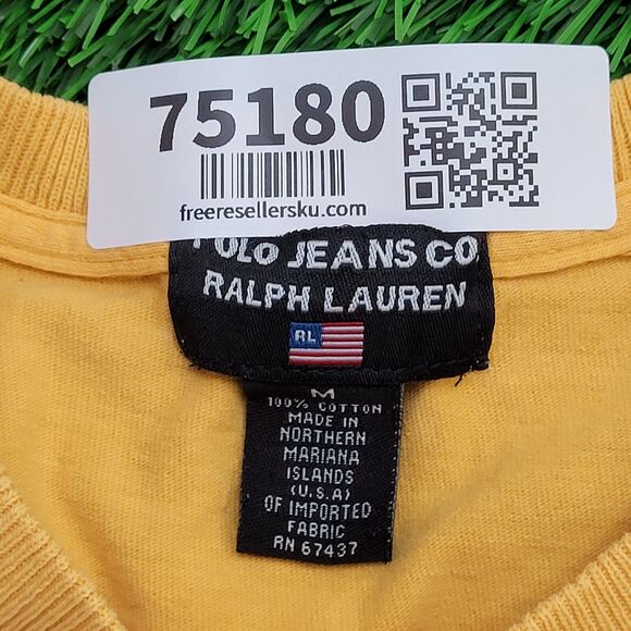 Vintage Polo-Jeans CO Shirt M/L 21x26 Ralph-Lauren Yellow - Picture 6 of 14